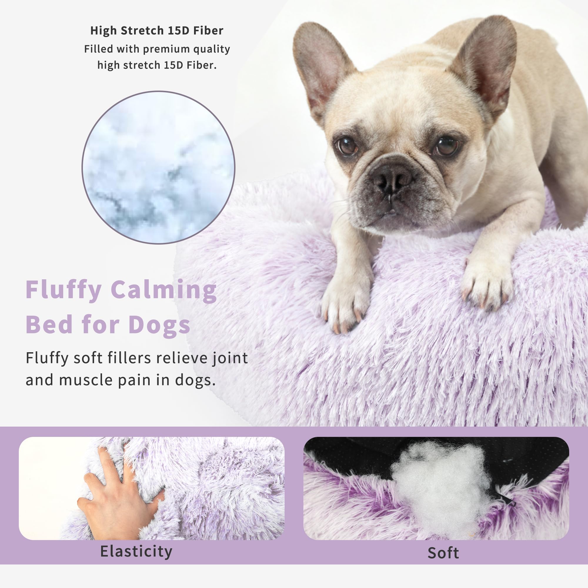 Guía de tamaño de la cama Nononfish Calmante para perros pequeños.