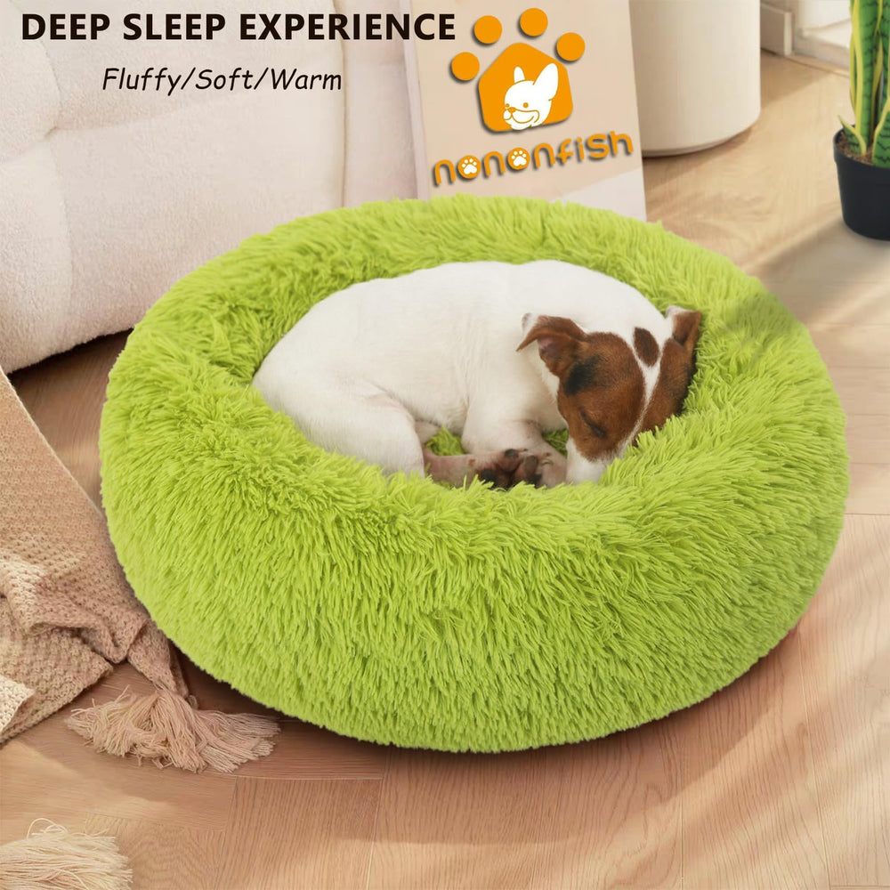 Nononfish cama dona con borde alzado, soporte ergonómico para la cabeza.