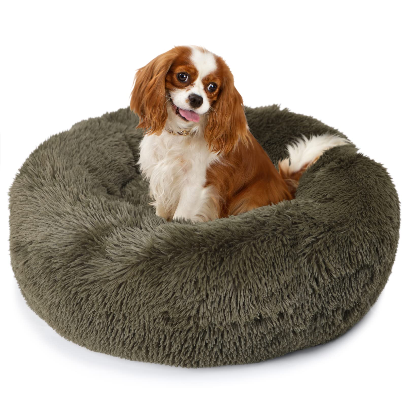 Nononfish cama donut calma para perros pequeños, diseño redondo y cómodo para dormir