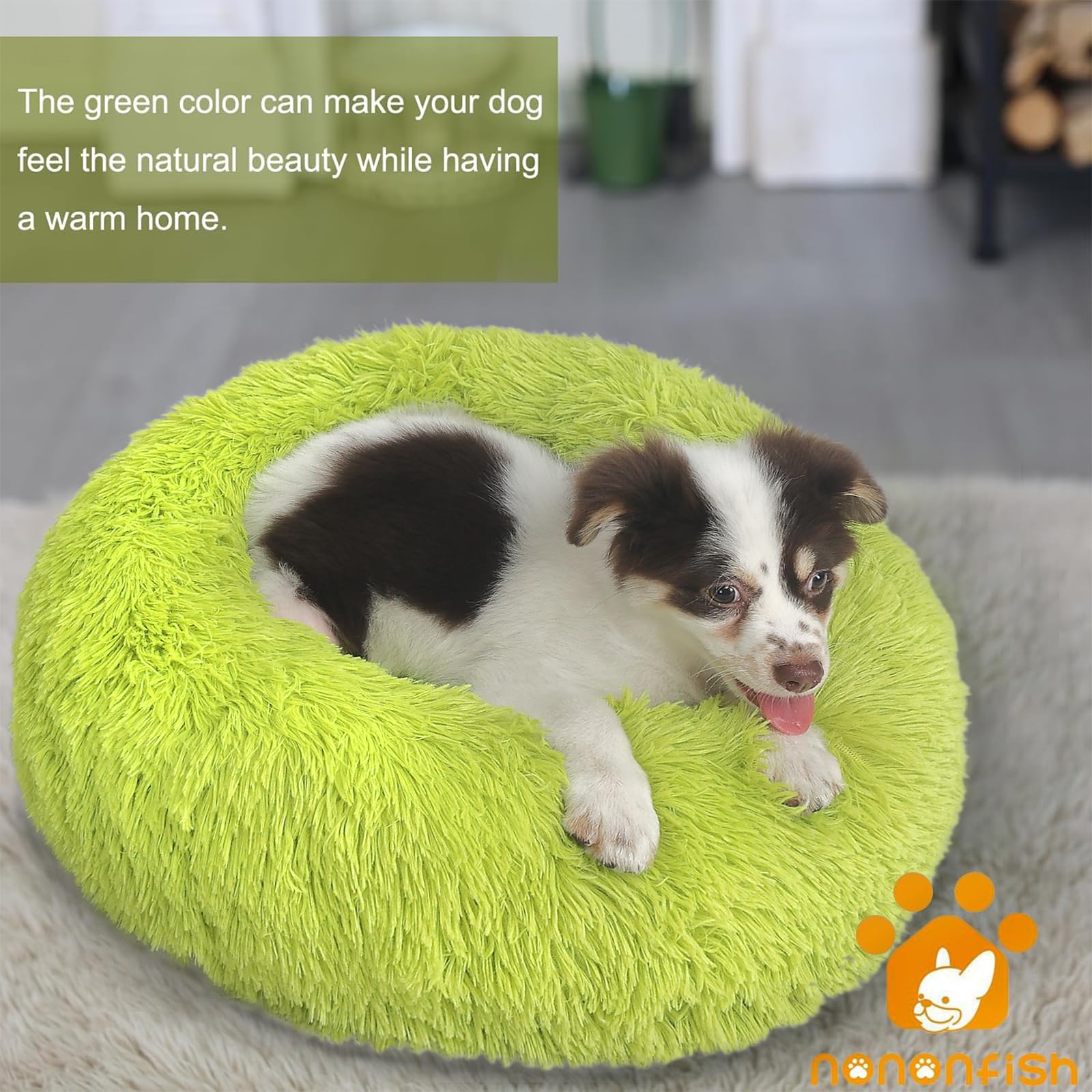 Nononfish cama-donut diseño peluche, confort envolvente para mascotas.