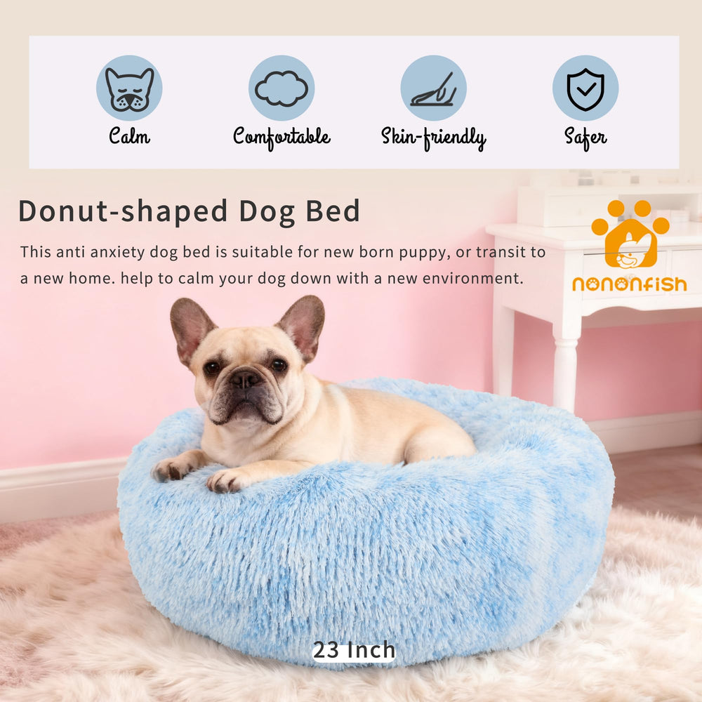 Nononfish Cama Donut lavable a máquina, fácil de limpiar y recuperar suavidad