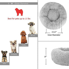 Cama donut Nononfish gris frost con felpa suave para mascotas.