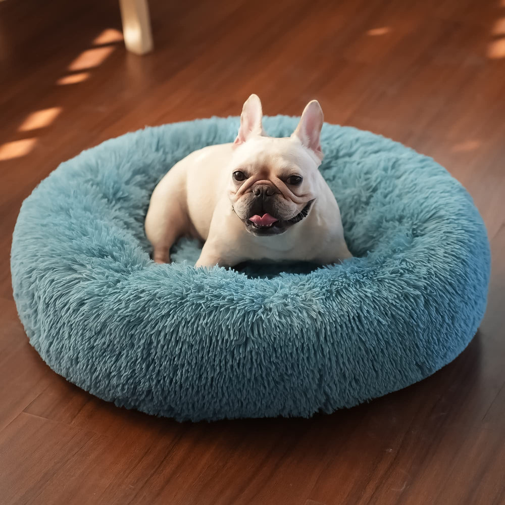 Nononfish cama-donut tranquila para perros pequeños, suave y cálida para dormir