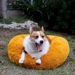 Cama nononfish para perro, forma dona, 30 pulgadas, naranja, descanso cómodo.