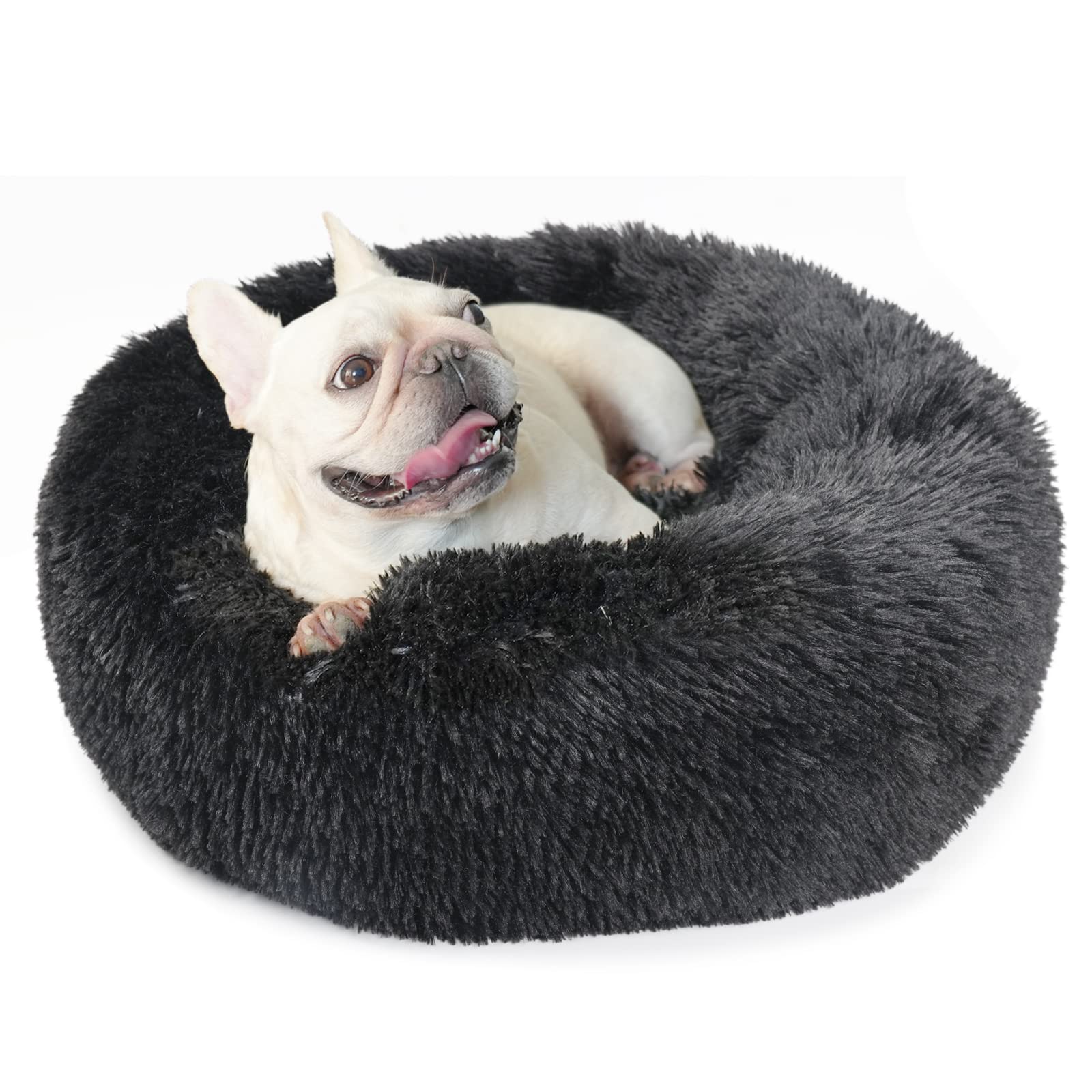 Nononfish Cama Donut Calma para perros pequeños, diseño envolvente para sueño sereno.