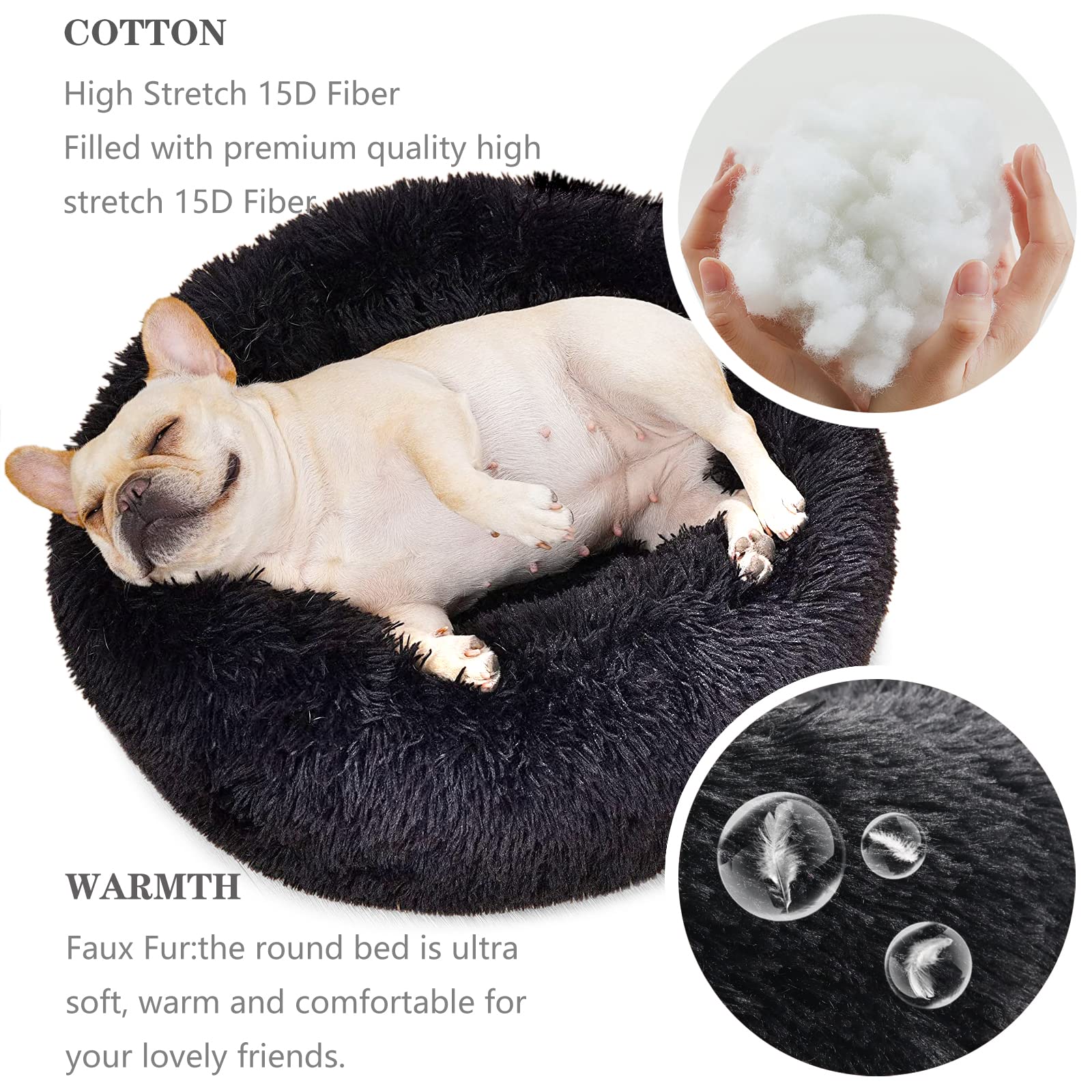Nononfish Cama Donut de 23 pulgadas, ideal para mascotas pequeñas.