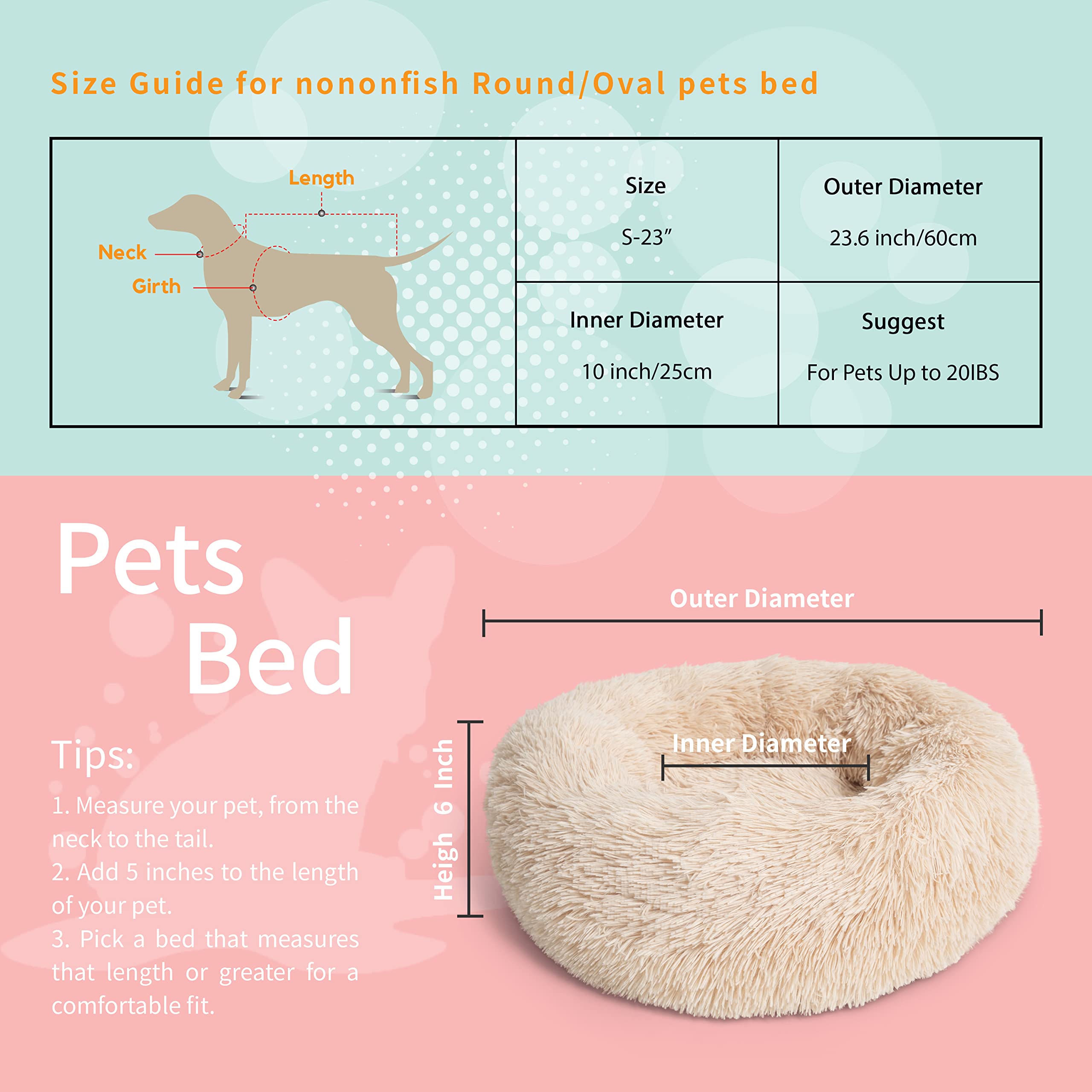 Nononfish cama para perro, felpa suave para descansar cómodo.