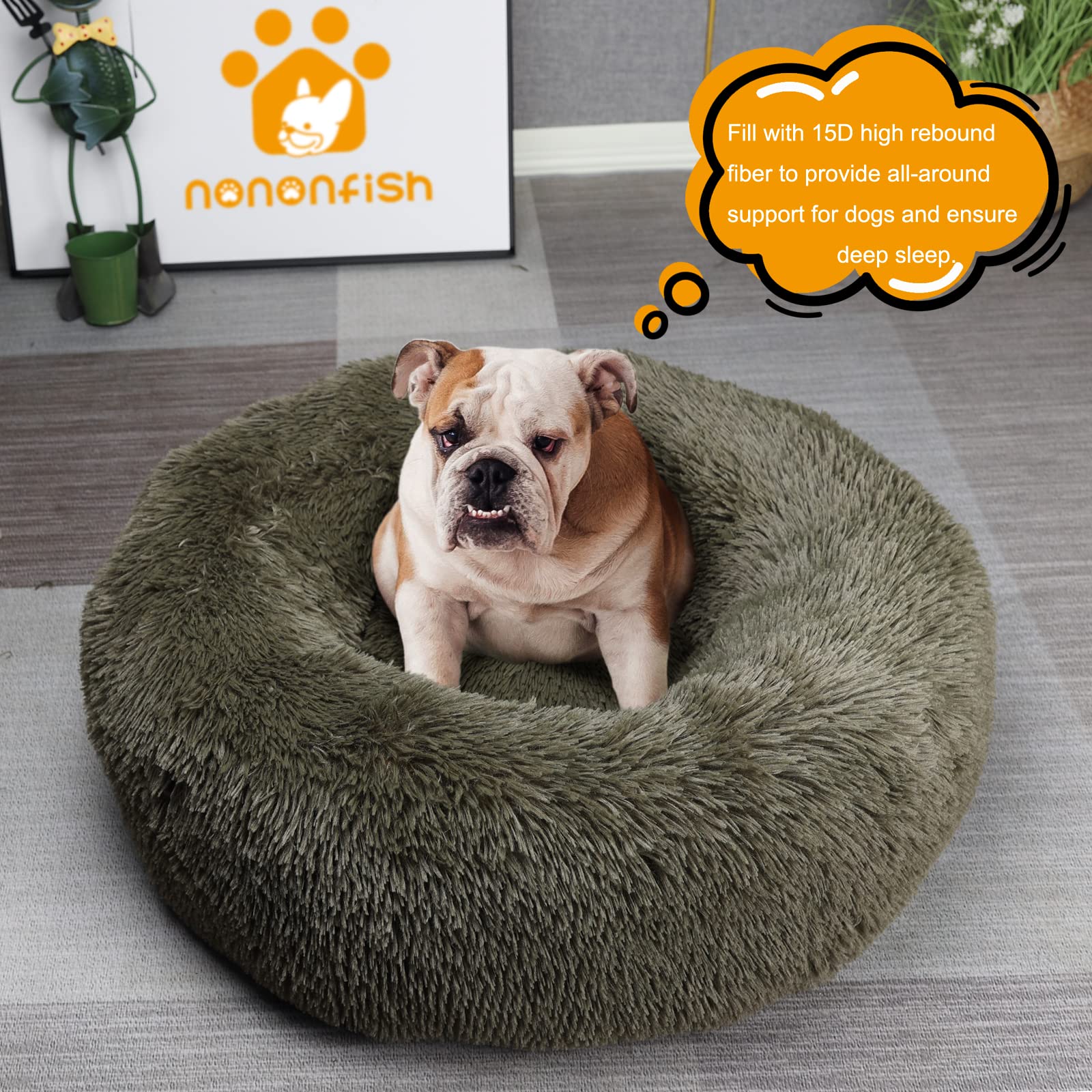 Nononfish cama para perros, arco alzado ofrece soporte suave para cabeza y cuello.