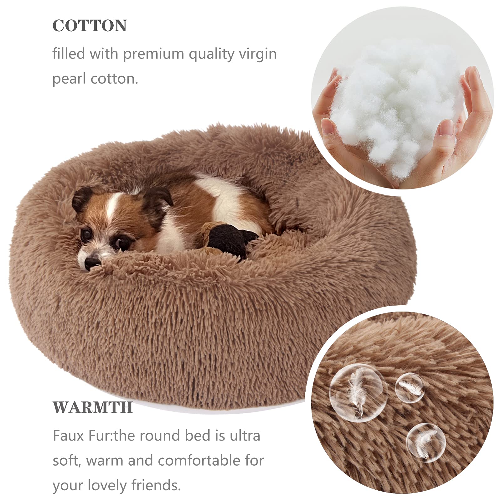 Nononfish cama para perros con aro elevado, soporte de cabeza suave.