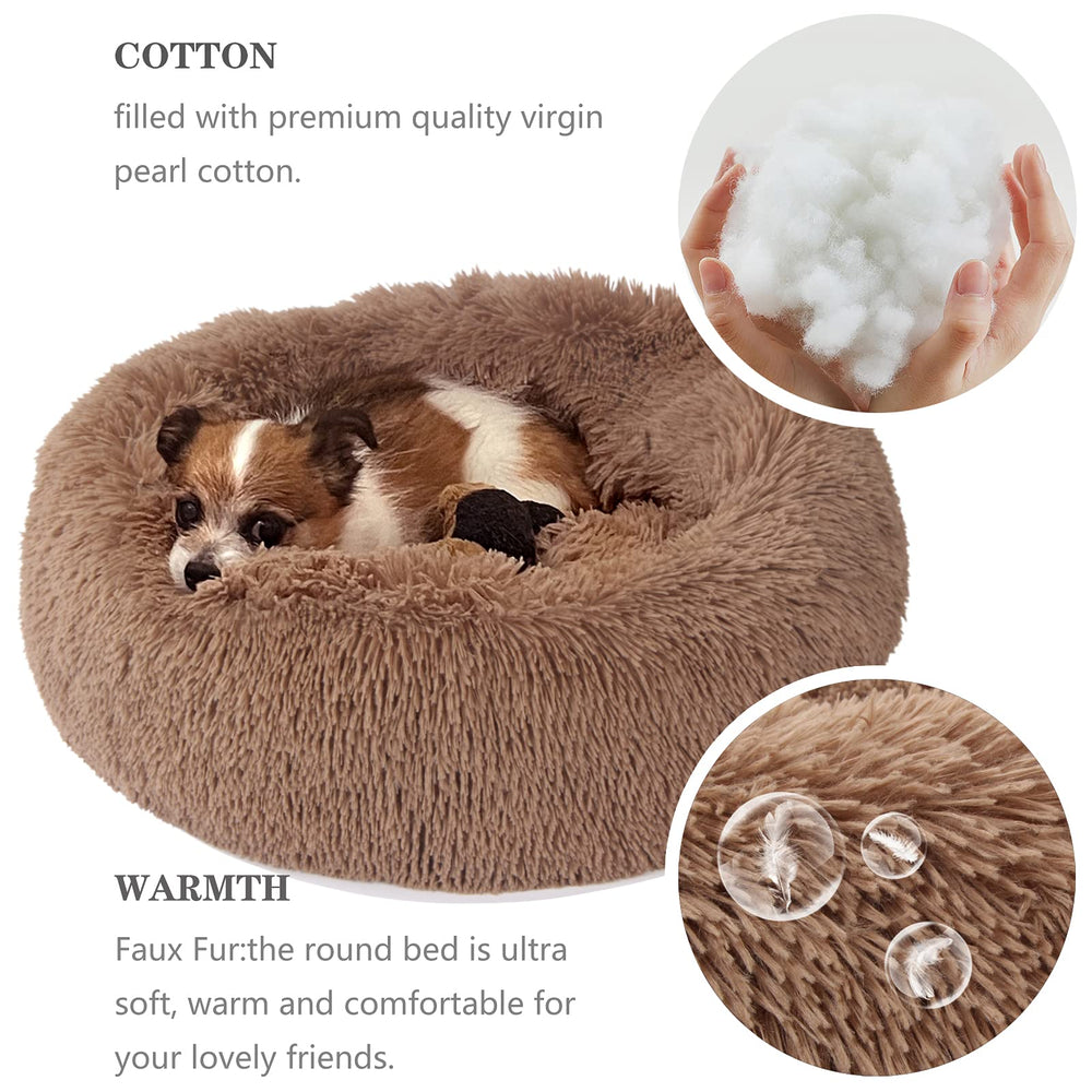 Nononfish cama para perros con aro elevado, soporte de cabeza suave.