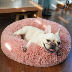 Cama rosquilla nononfish para perros pequeños, diseño calmante y suave para dormir.