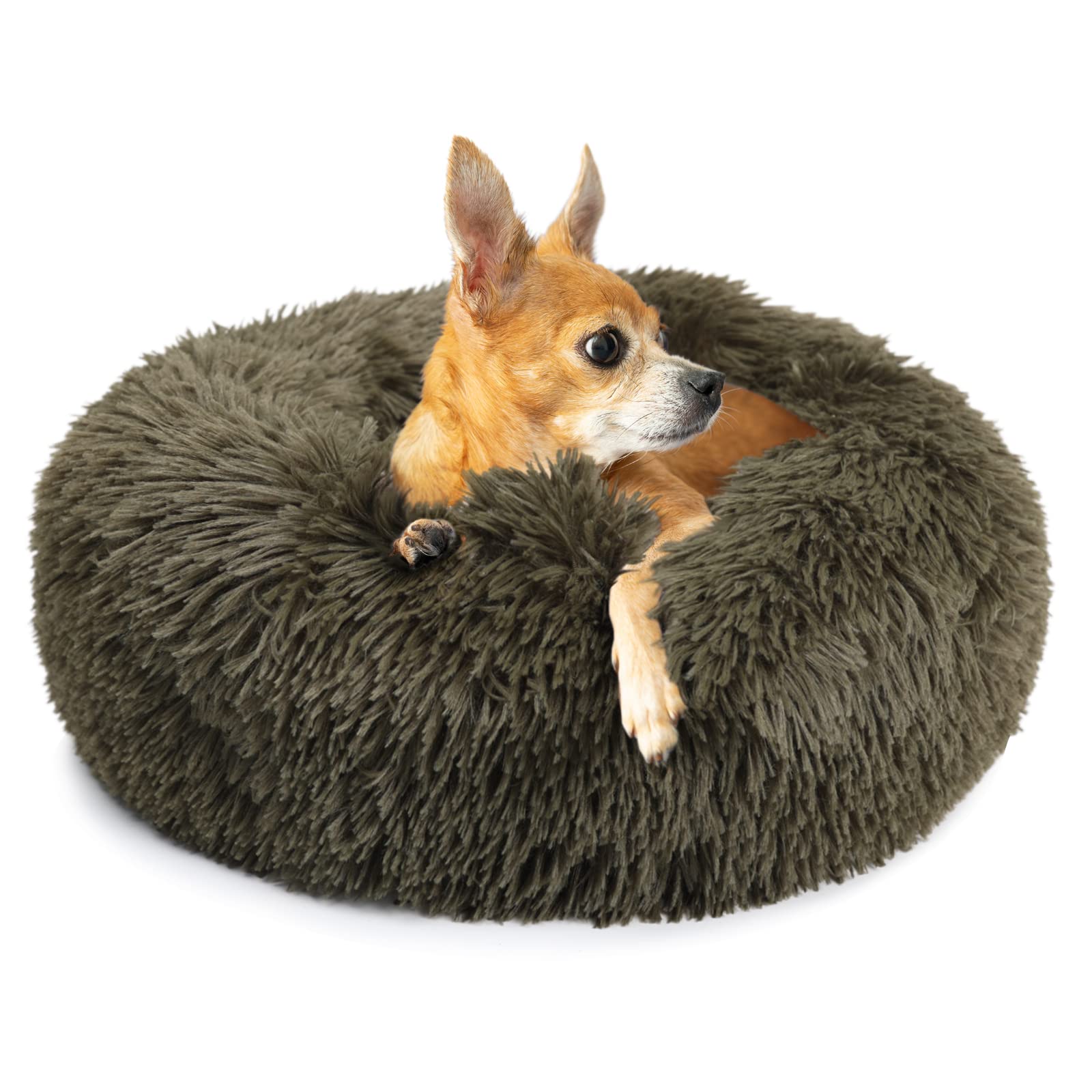 Nononfish cama rosquilla para perros pequeños, refugio suave y seguro.