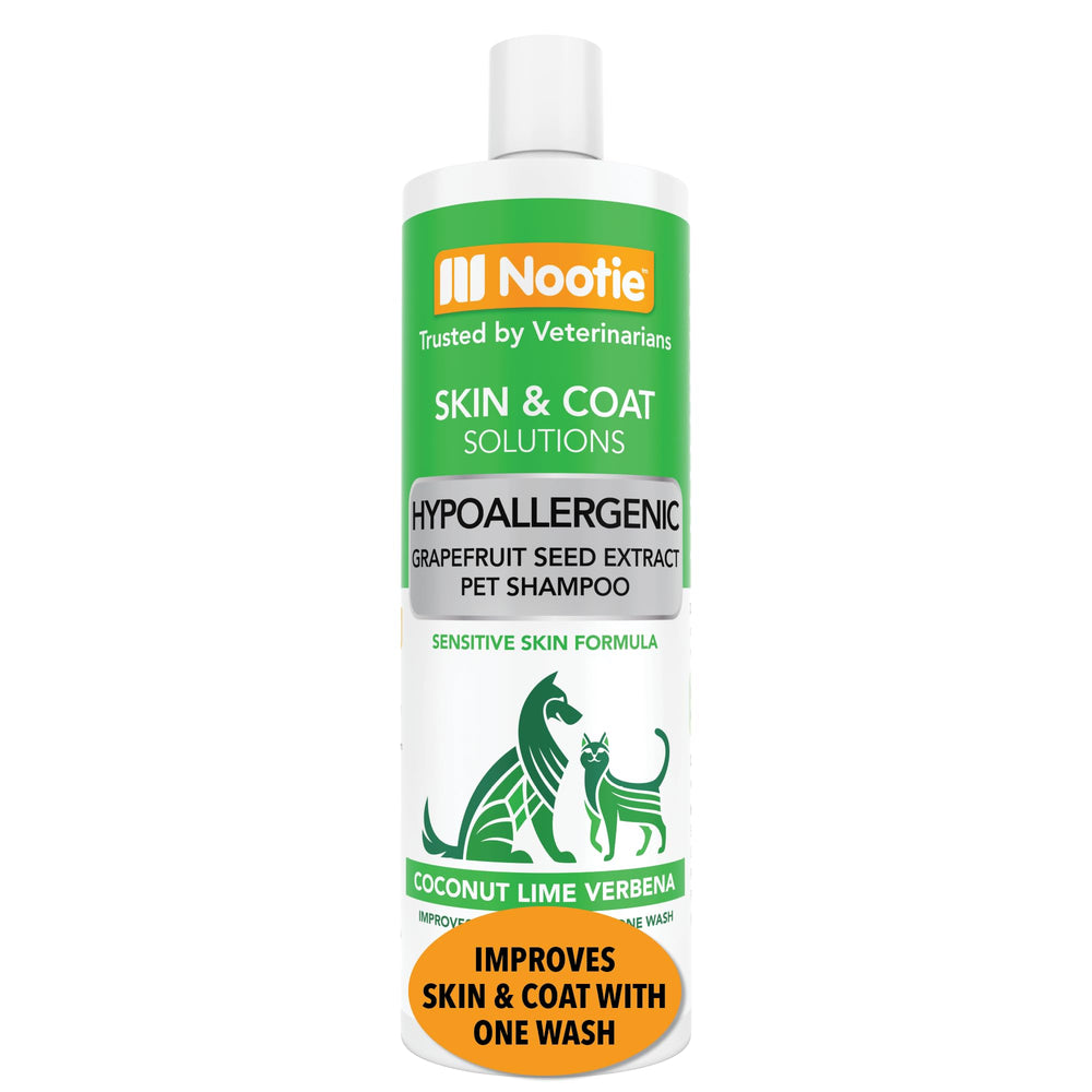 Nootie Champú para perro, botella, cuidado suave para piel sensible.
