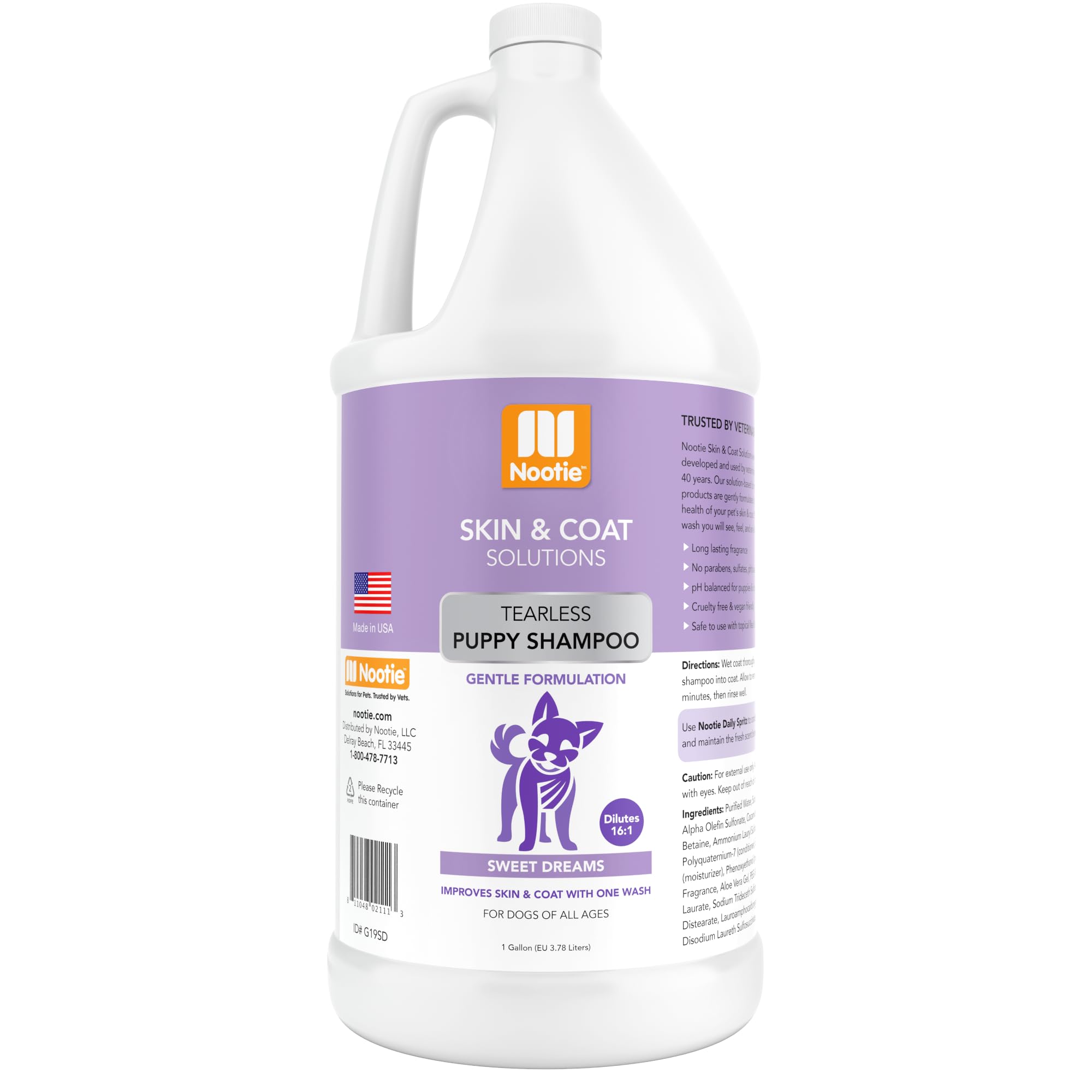 Nootie champú sin lágrimas en botella, limpieza suave para perros