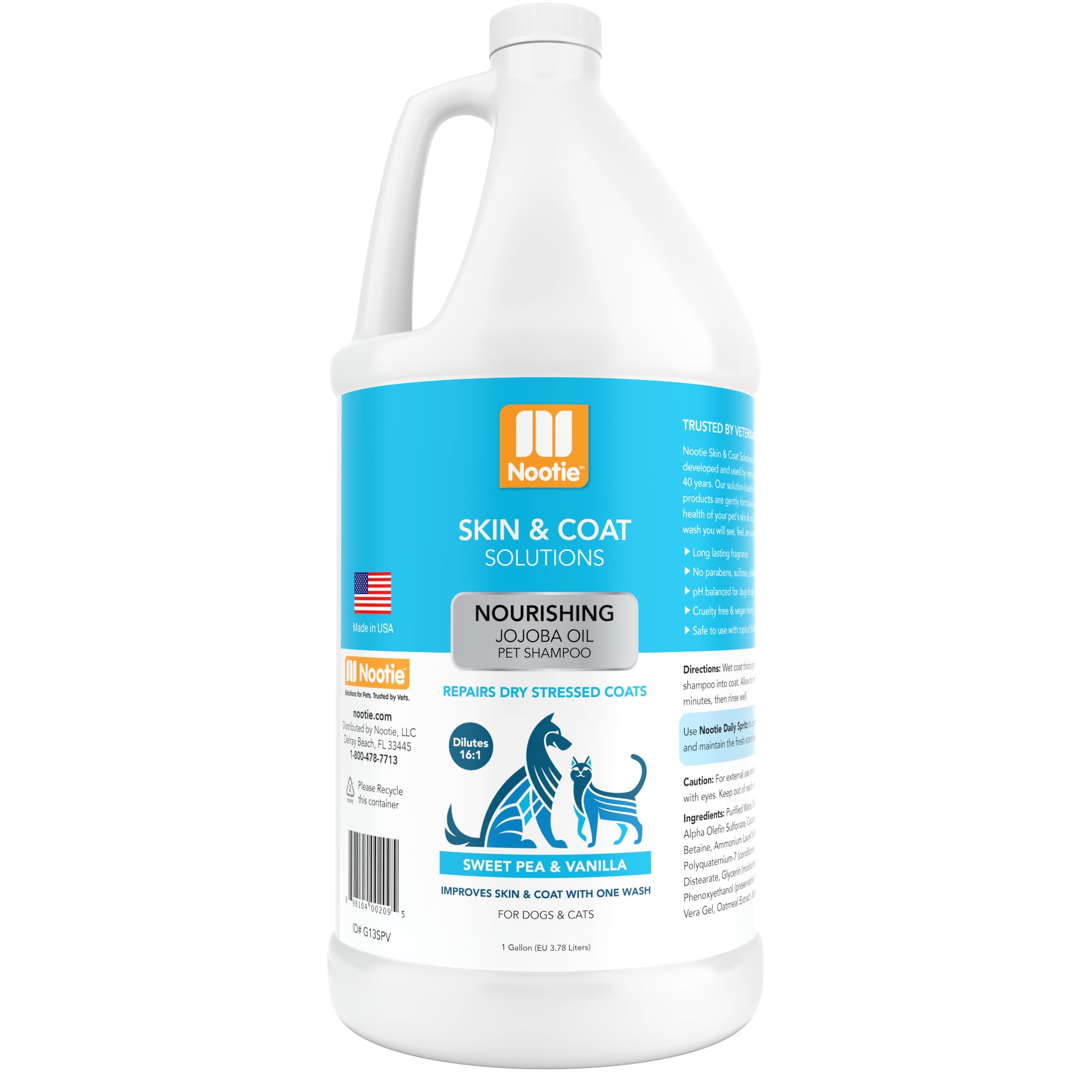Nootie champú Guisante Dulce Vainilla: botella de galón para pelaje suave.