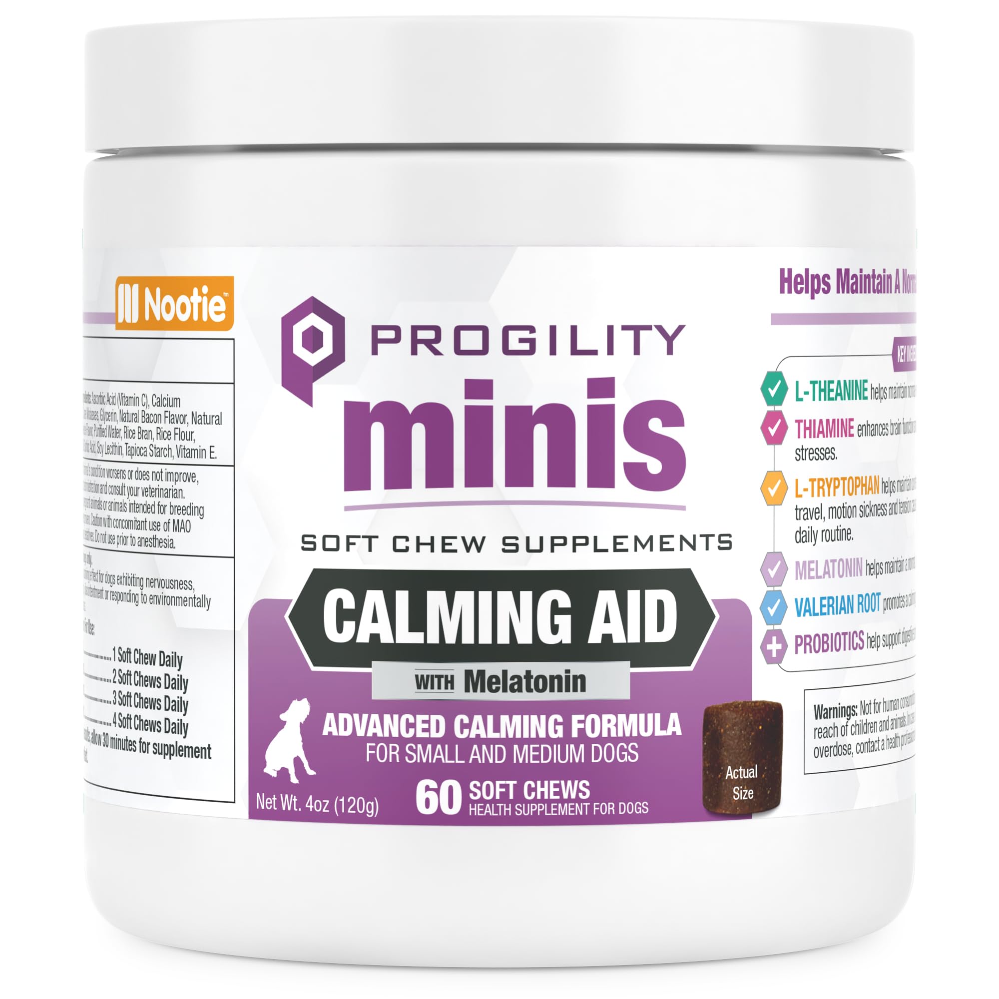 Nootie Progility Mini gomitas calmantes en botella para calmar a tu perro.