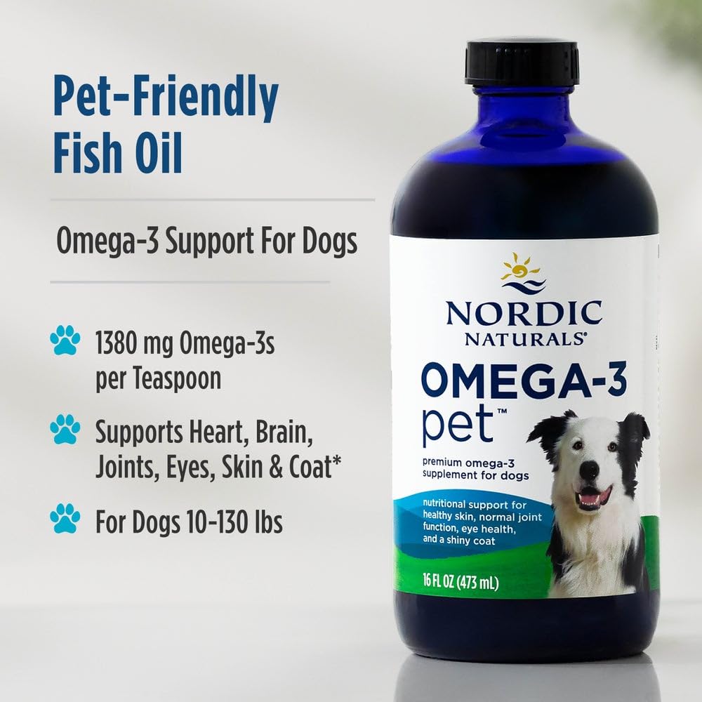 Nordic Naturals Omega-3 Pet, detalle de etiqueta e ingredientes para transparencia.