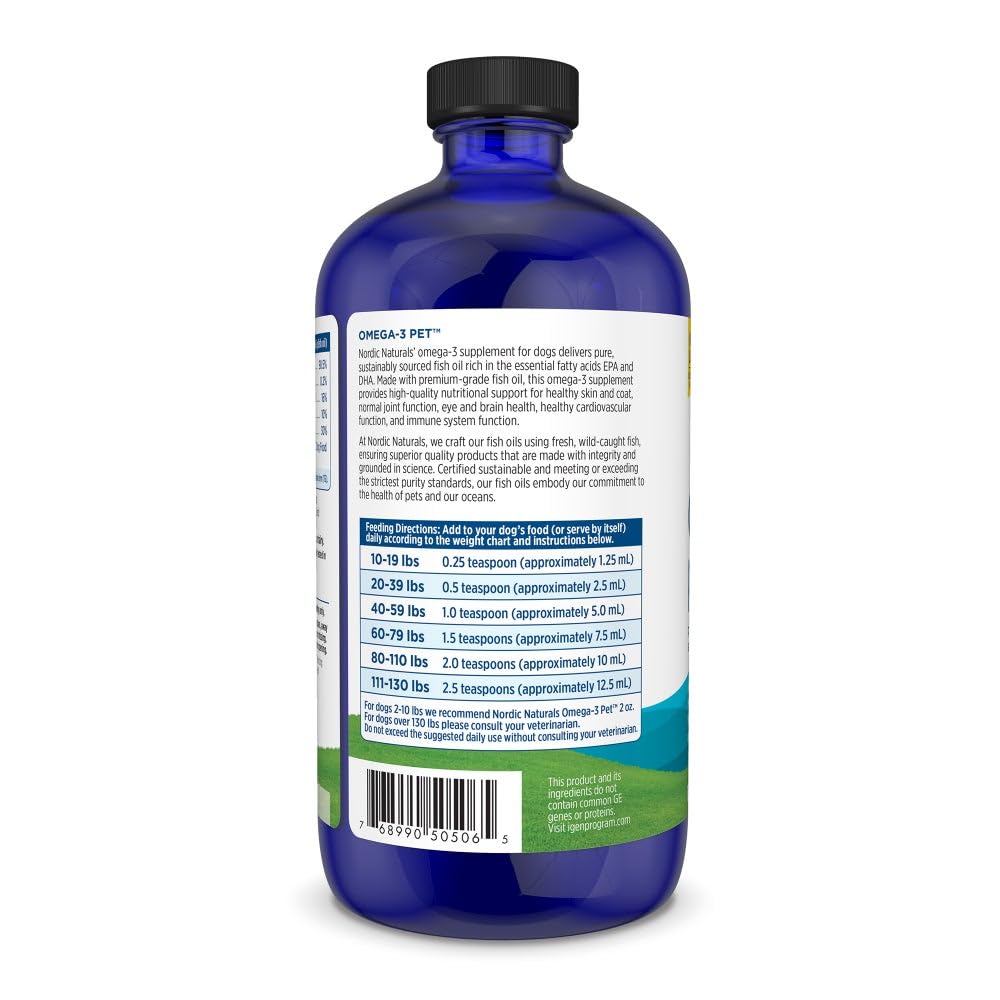 Nordic Naturals Omega-3 Pet, gotas para aplicación fácil en casa.
