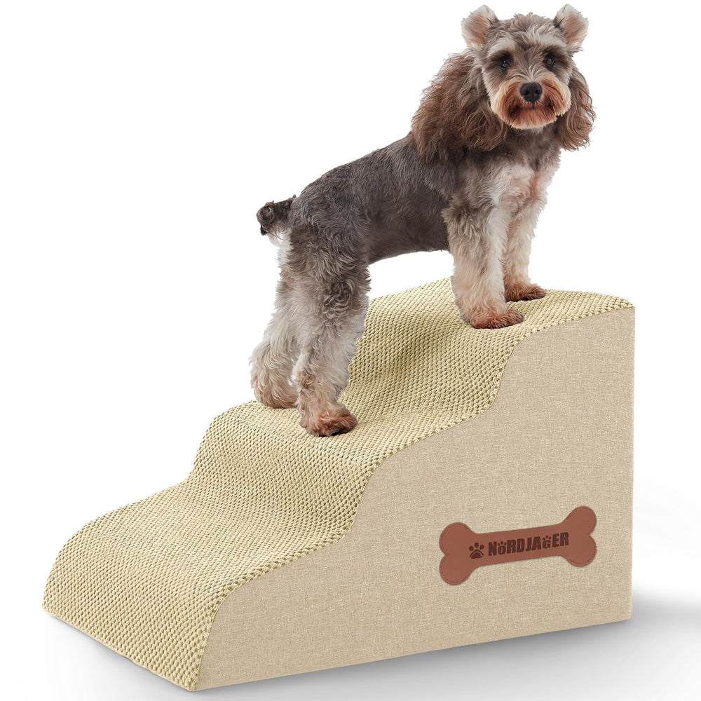 Nordjager escalones para perros, tres pasos, beige, ideal para subir al sofá
