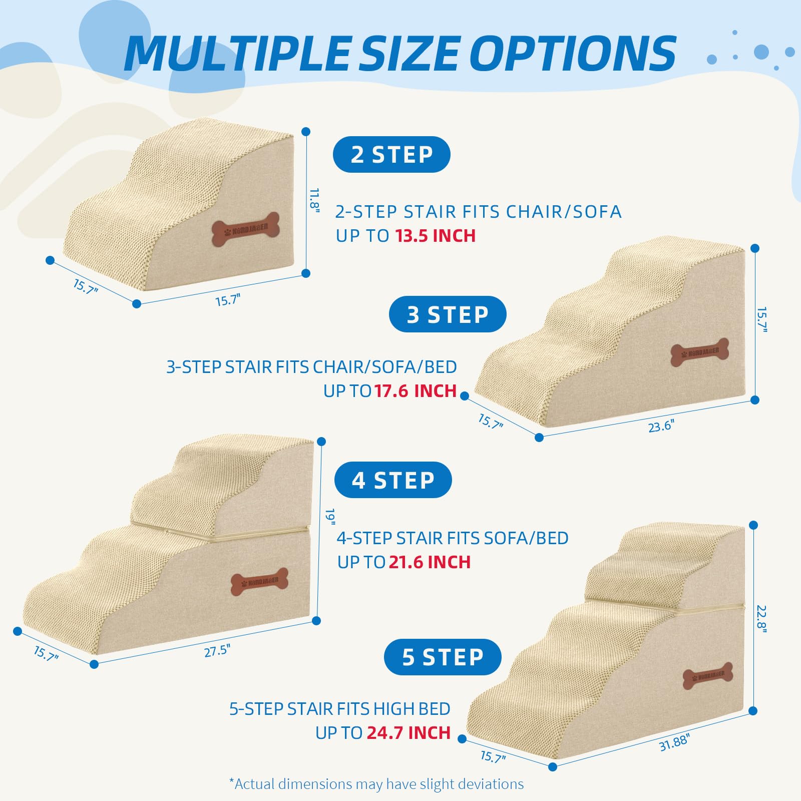 Nordjager escaleras para perros funda con bolsillo para snacks.