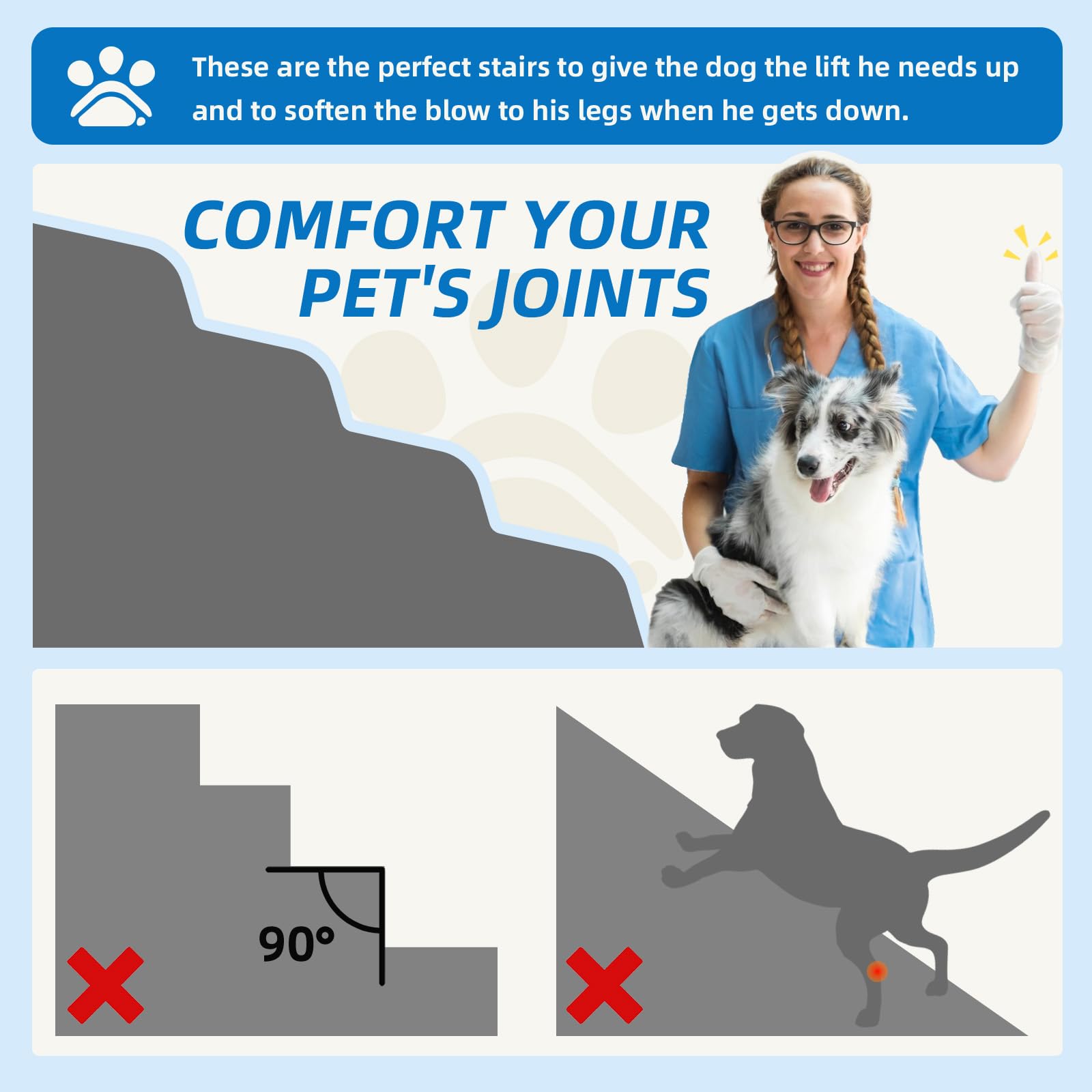 Nordjager escaleras para perros con superficie antideslizante para seguridad.