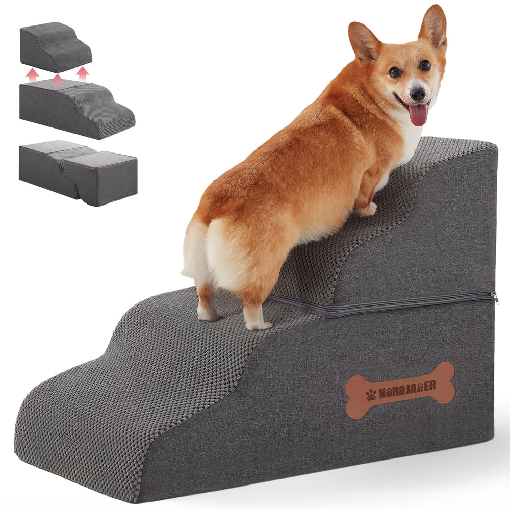 Nordjager escaleras de 4 pasos para perros: suben a la cama con soporte estable.