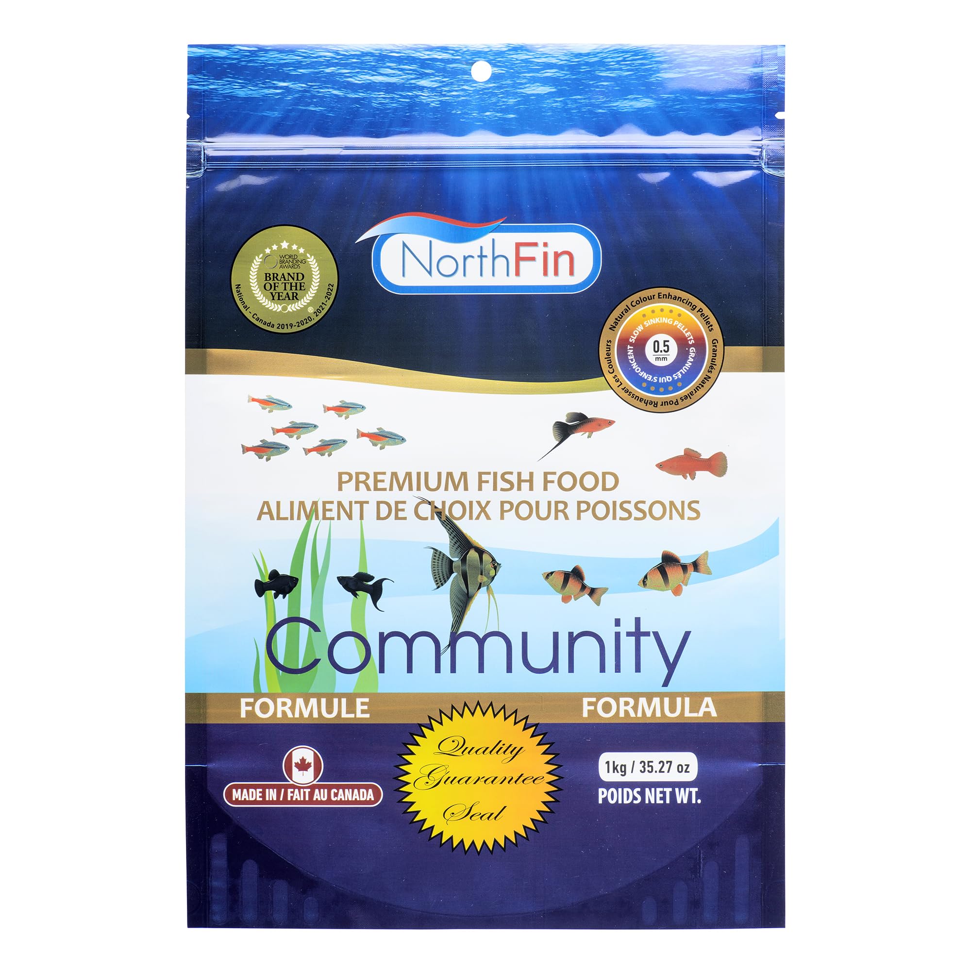 Northfin Comunidad Formula pellets lento hundimiento para acuario, coloración y digestión óptimas.