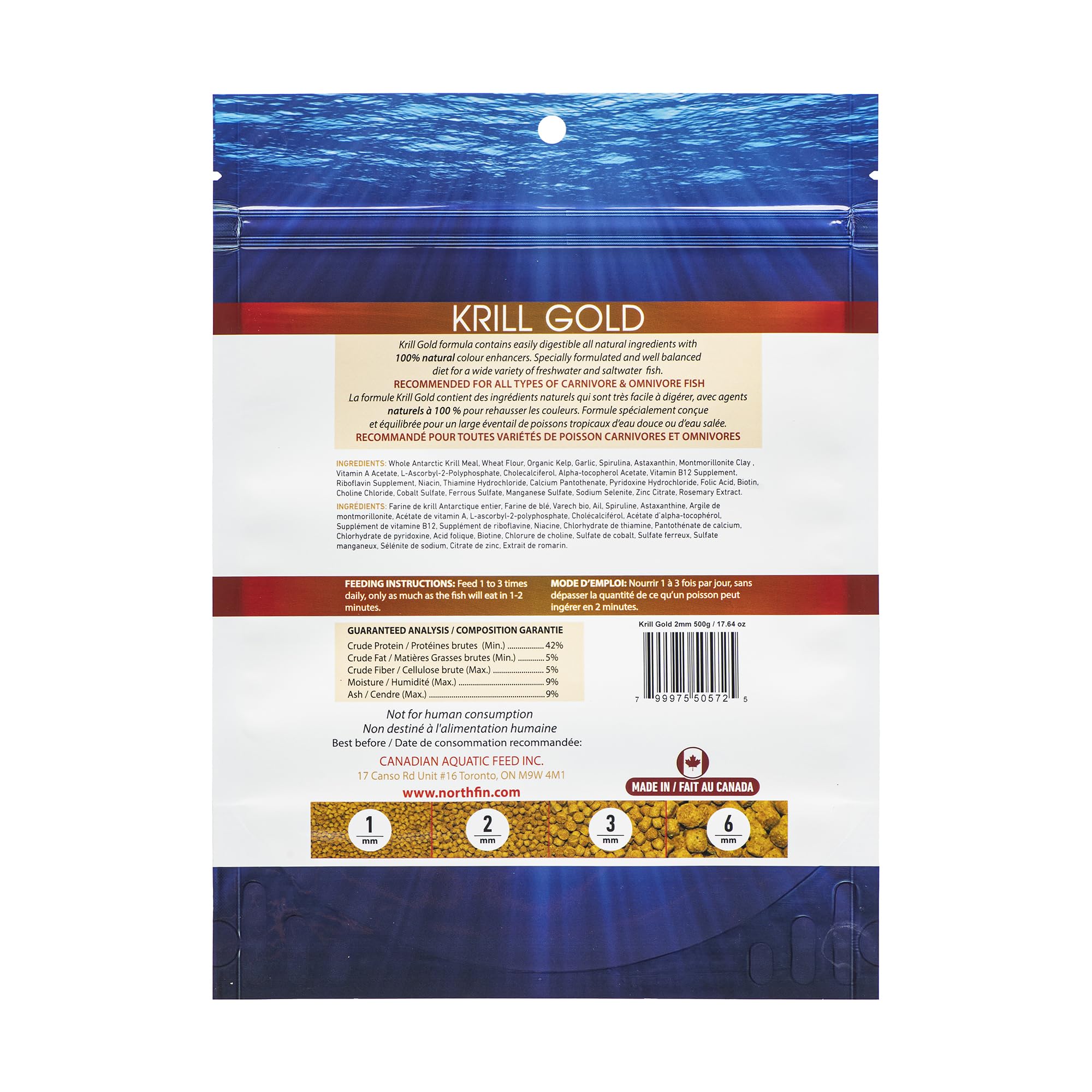 NorthFin Krill Pro, envase de 500 g, alimento premium para acuarios