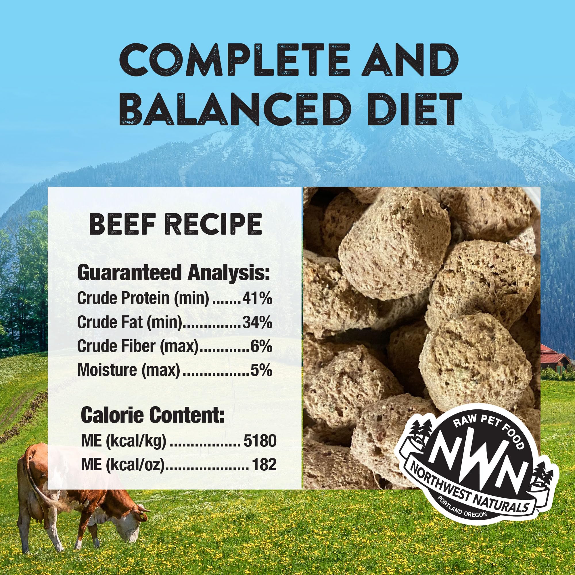 Northwest Naturals alimento-perro liofilizado, sabor y nutrientes conservados.