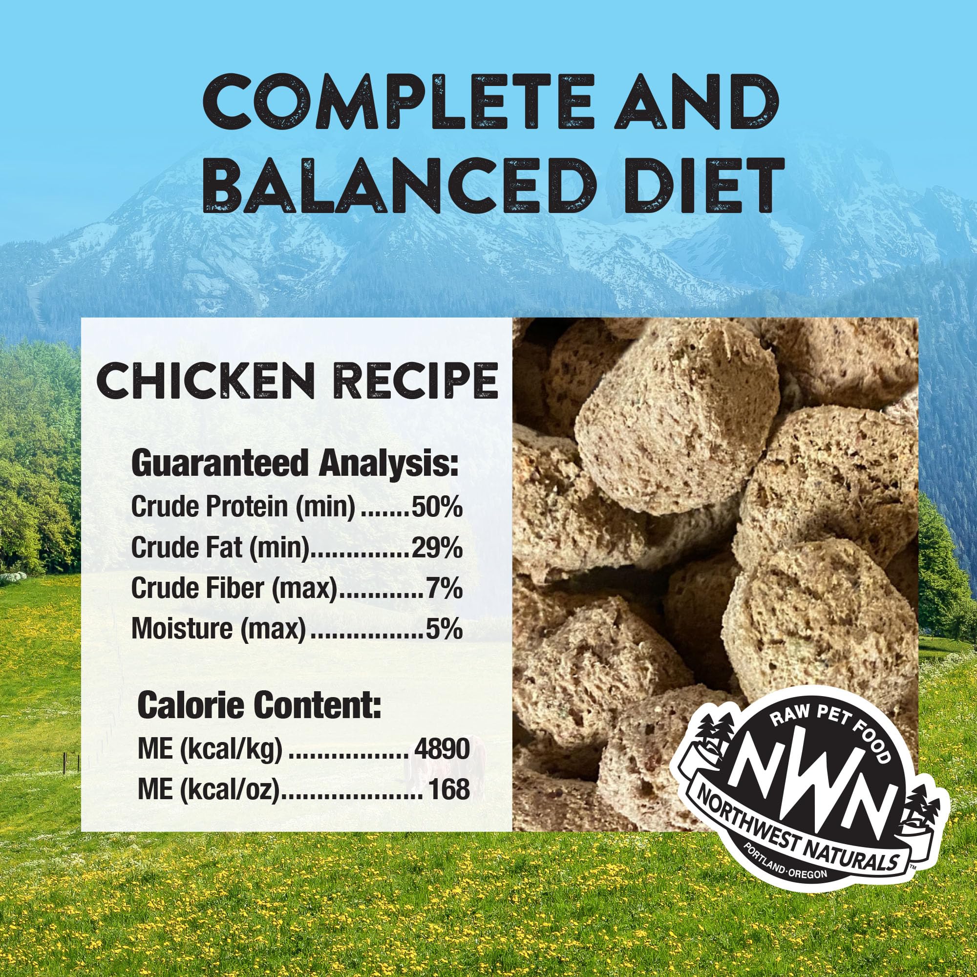 Northwest Naturals dieta cruda de pollo liofilizado: sabor natural para perros.