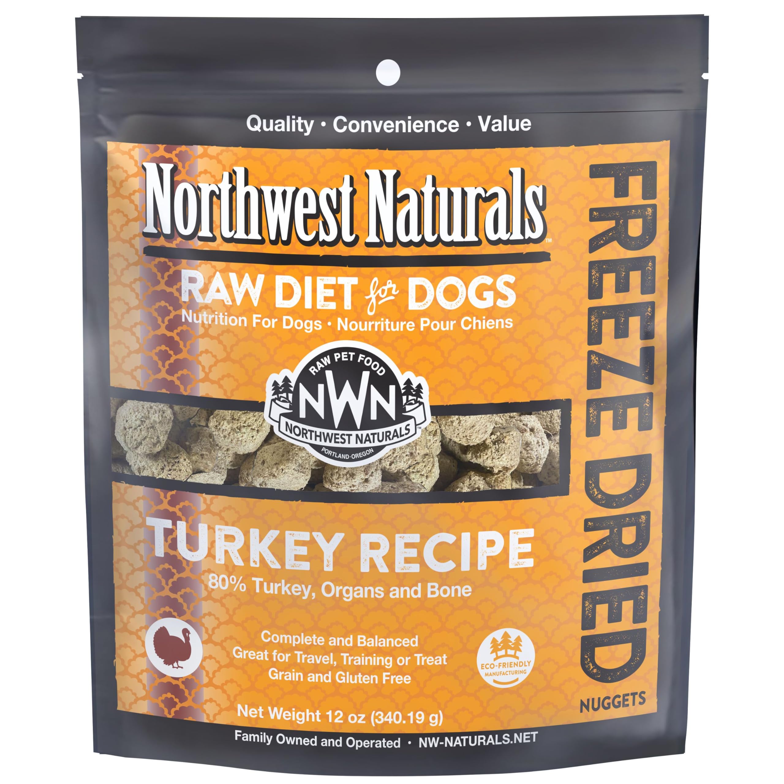 Northwest Naturals empaque de 12 onzas para perros, práctico para la alimentación diaria.