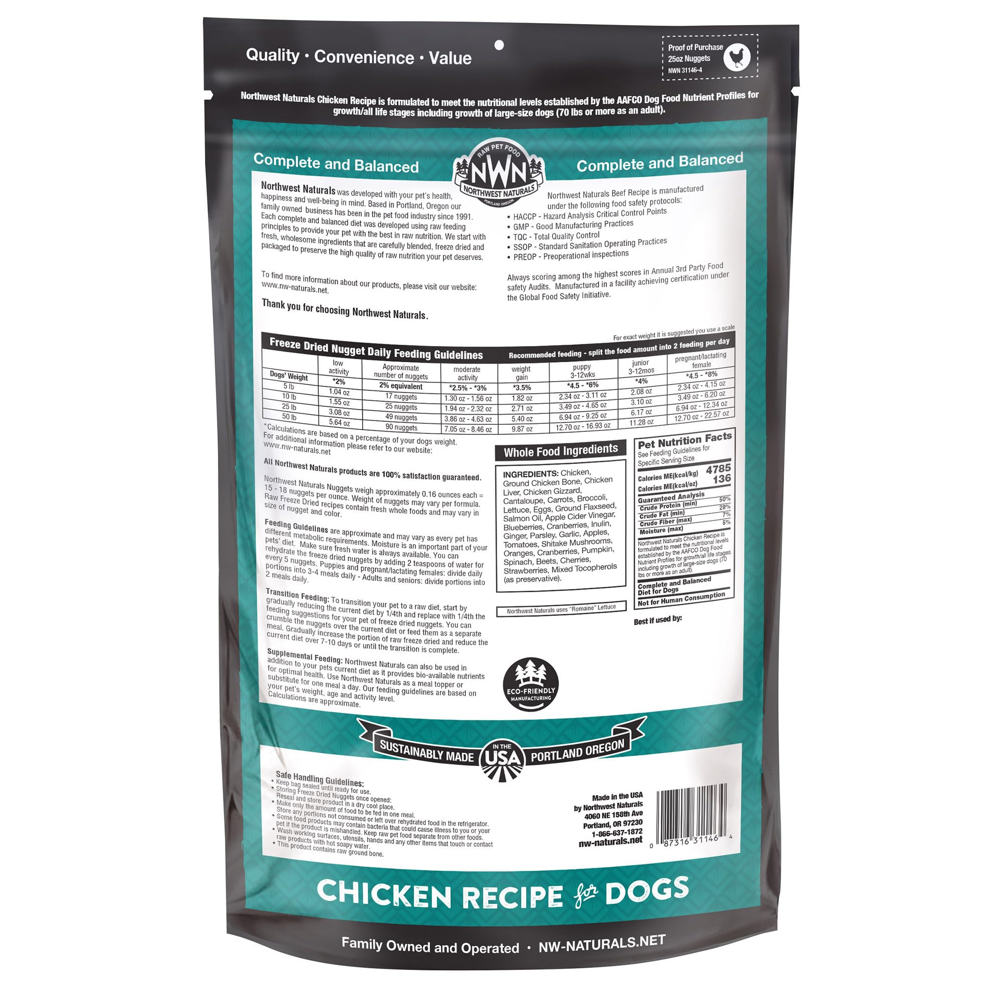 Northwest Naturals hecho en USA, calidad confiable para la dieta de tu mascota.