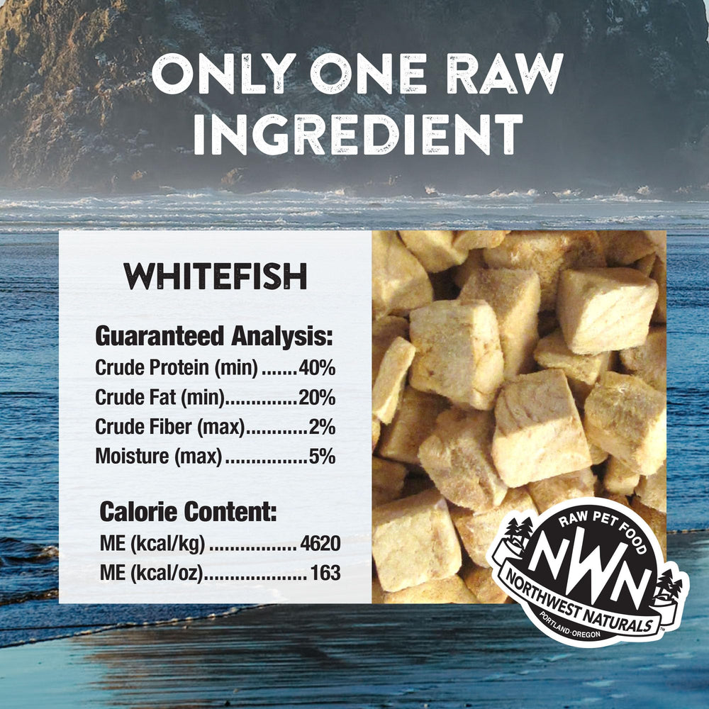 Northwest Naturals: ingrediente único pescado blanco, snack natural.