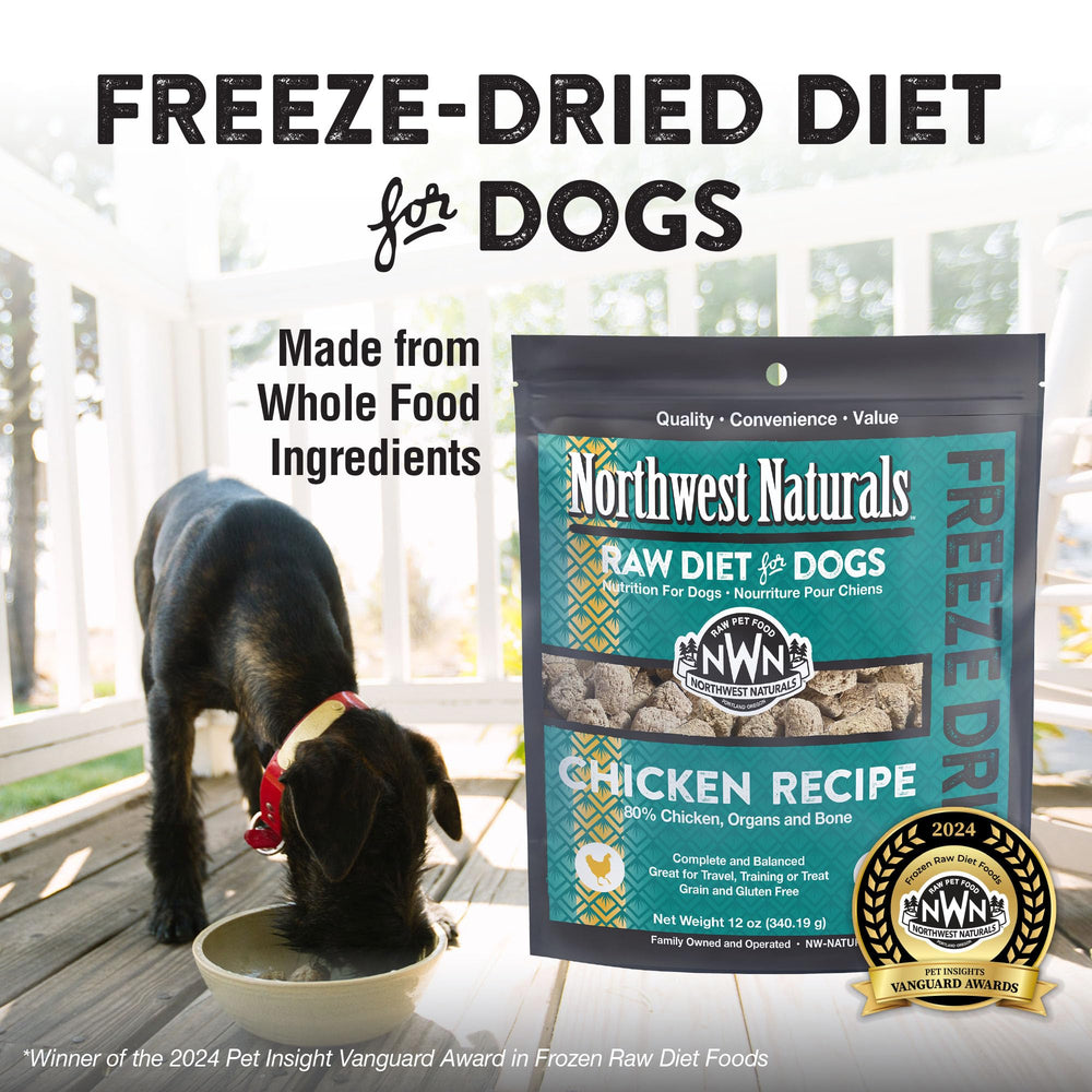 Northwest Naturals bocado corto de pollo liofilizado, ideal para perros de todas las tallas.