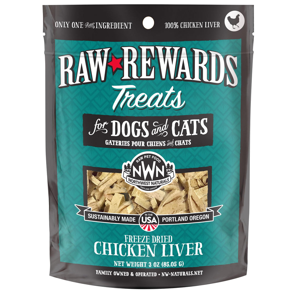 Northwest Naturals Premios de hígado de pollo liofilizado, tamaño mini, para perros y gatos.