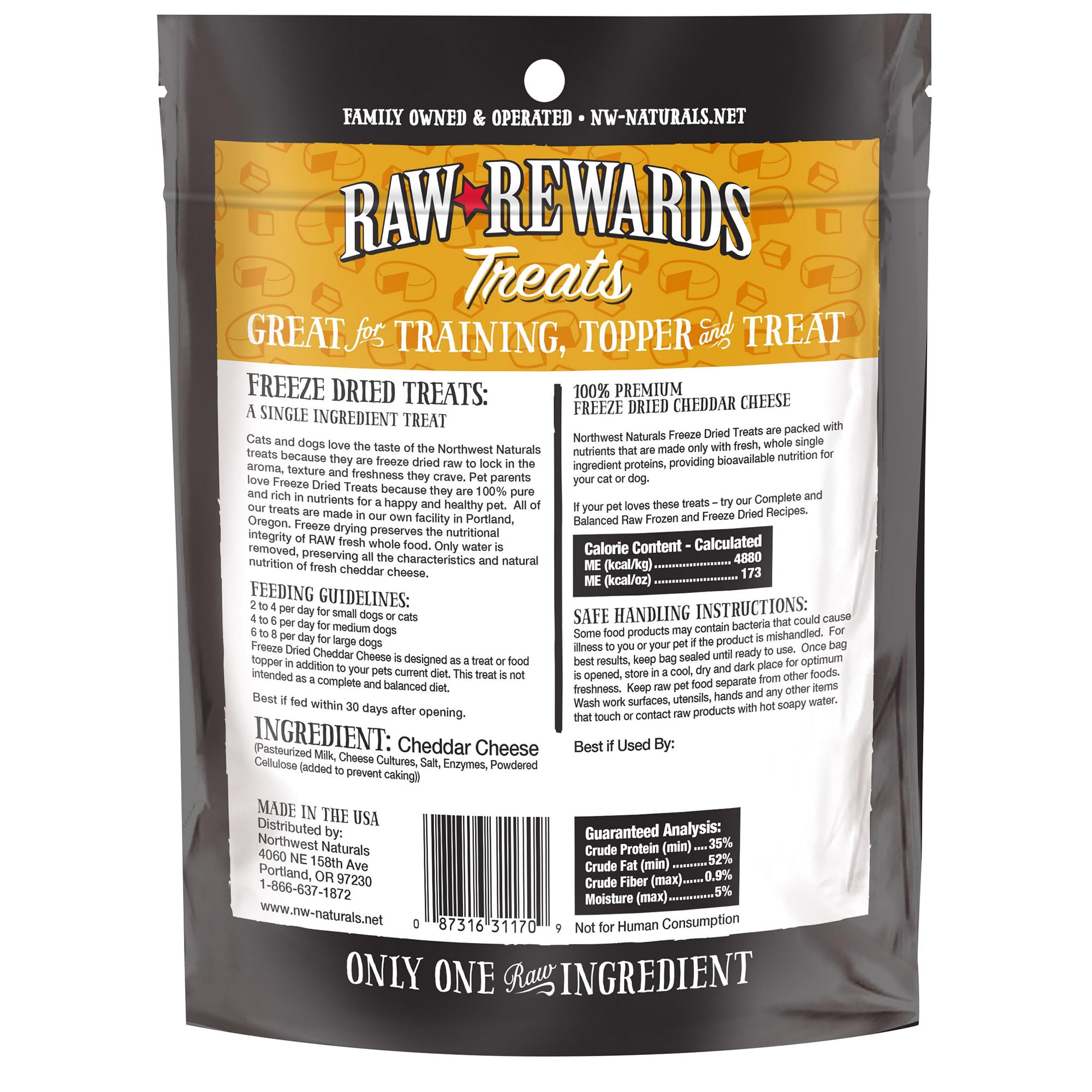 Northwest Naturals Raw Rewards cheddar: snack para perros y gatos, ideal para premiar
