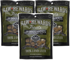 Northwest Naturals Raw Rewards hígado de cordero liofilizado 3oz — premio práctico para mascotas.