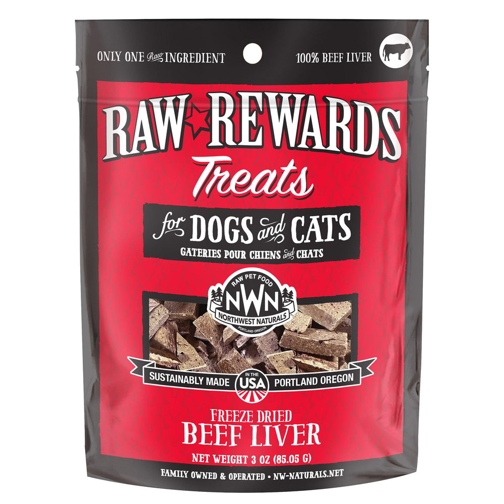 Hígado de res liofilizado en trocitos, Northwest Naturals, snack natural para perros y gatos.