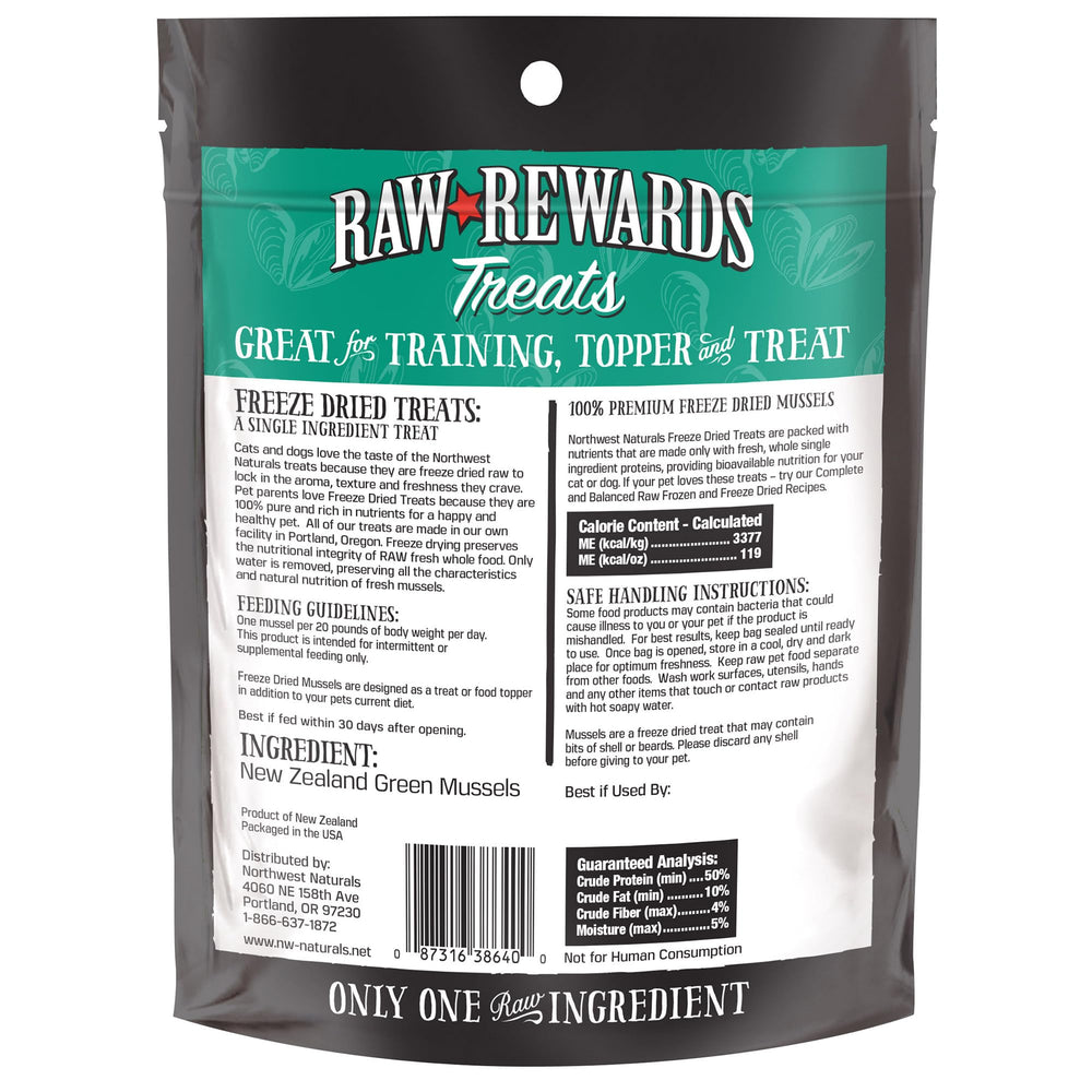 Ingrediente único de mejillón verde Northwest Naturals Rewards para dieta simple
