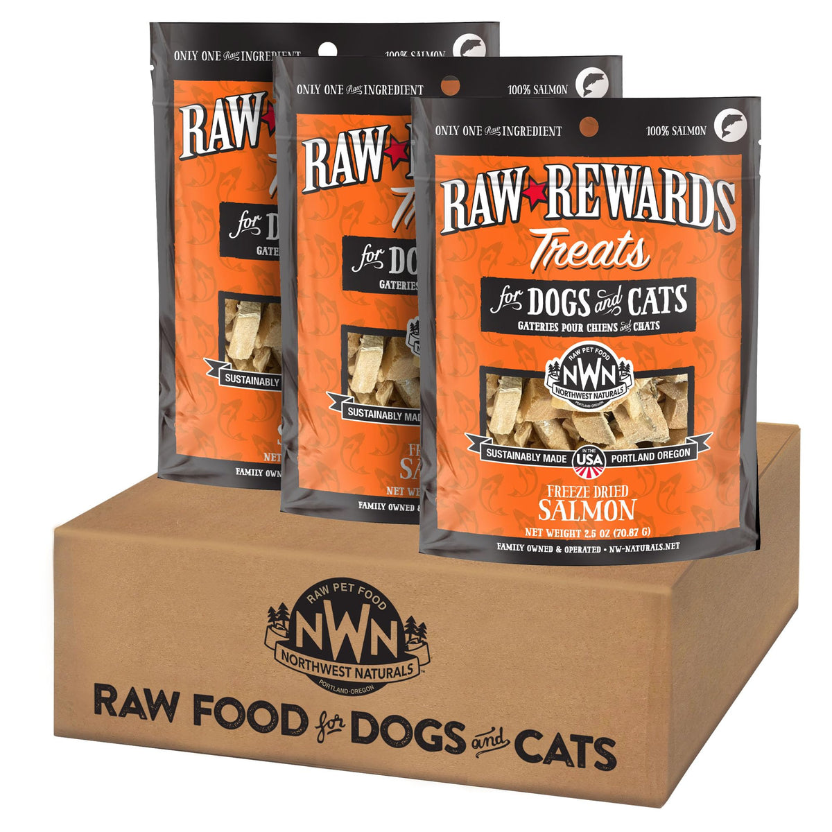 Northwest Naturals trozos-bocado-salmon-liofilizado, perfecto como premio para perros y gatos.