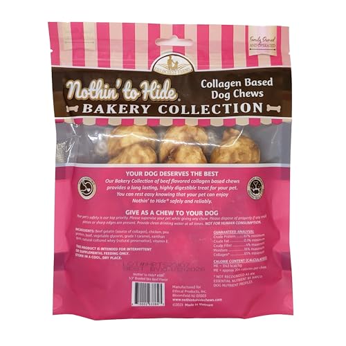 NOTHIN TO HIDE palitos trenzados de colágeno para perros medianos con sabor a res