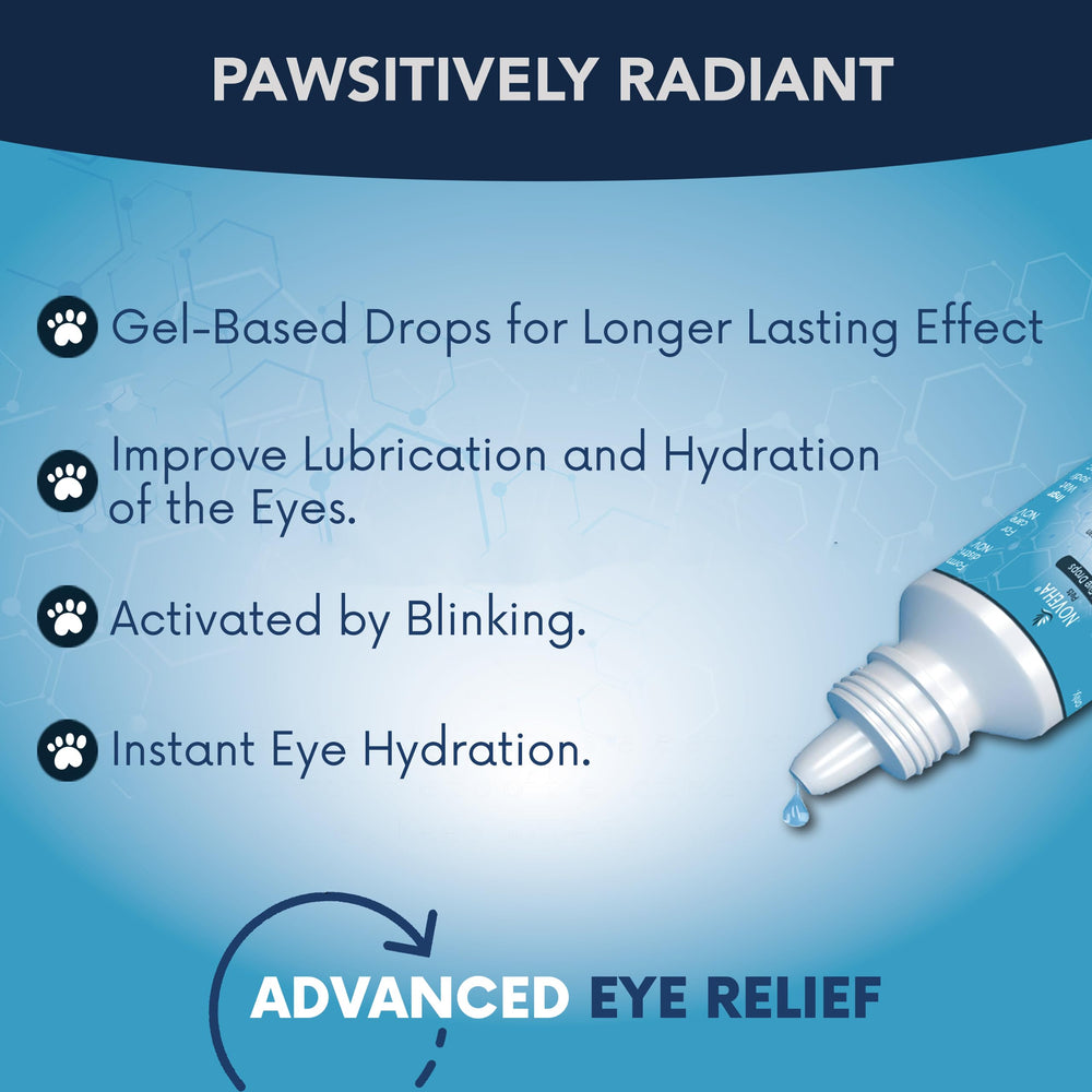 Gotas gel ocular NOVEHA para gato en botella de 10 ml para hidratación.