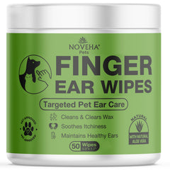 NOVEHA toallitas orejas para perro en dedo, limpieza suave y precisa
