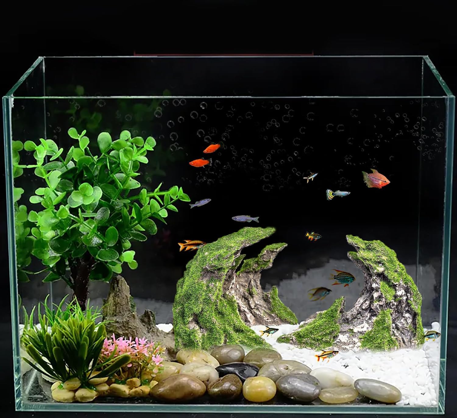 Novelsite, escena submarina decorativa, realza la estética y el ambiente del acuario.