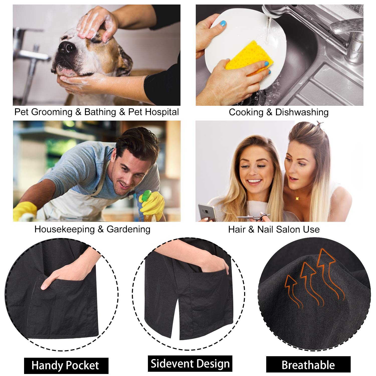 Bata Noverlife con tejido antiestático e impermeable para mantener la ropa limpia.