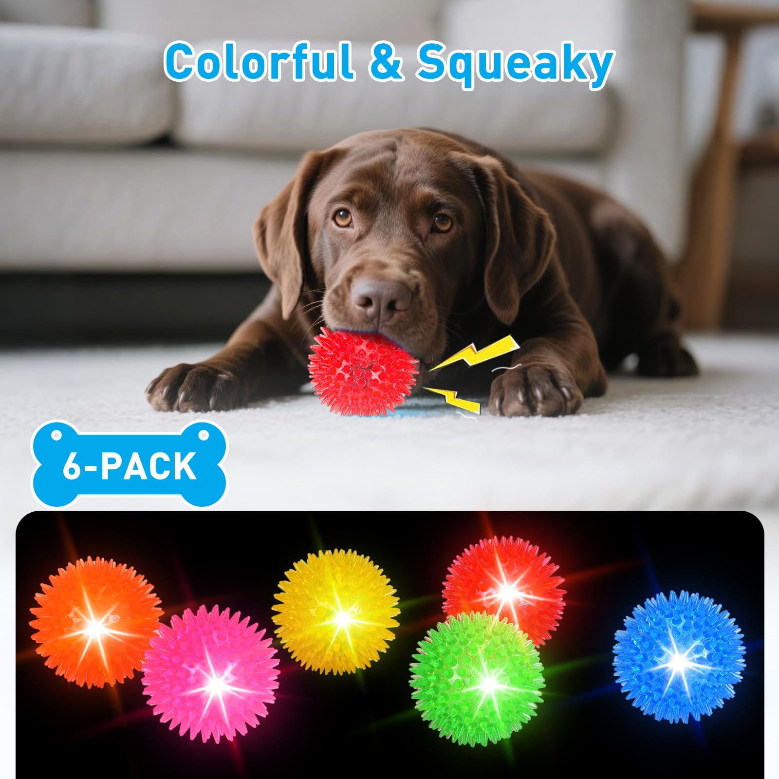 Novkin bolas LED para perros, foco rosa, juego interactivo y estimulación sensorial.