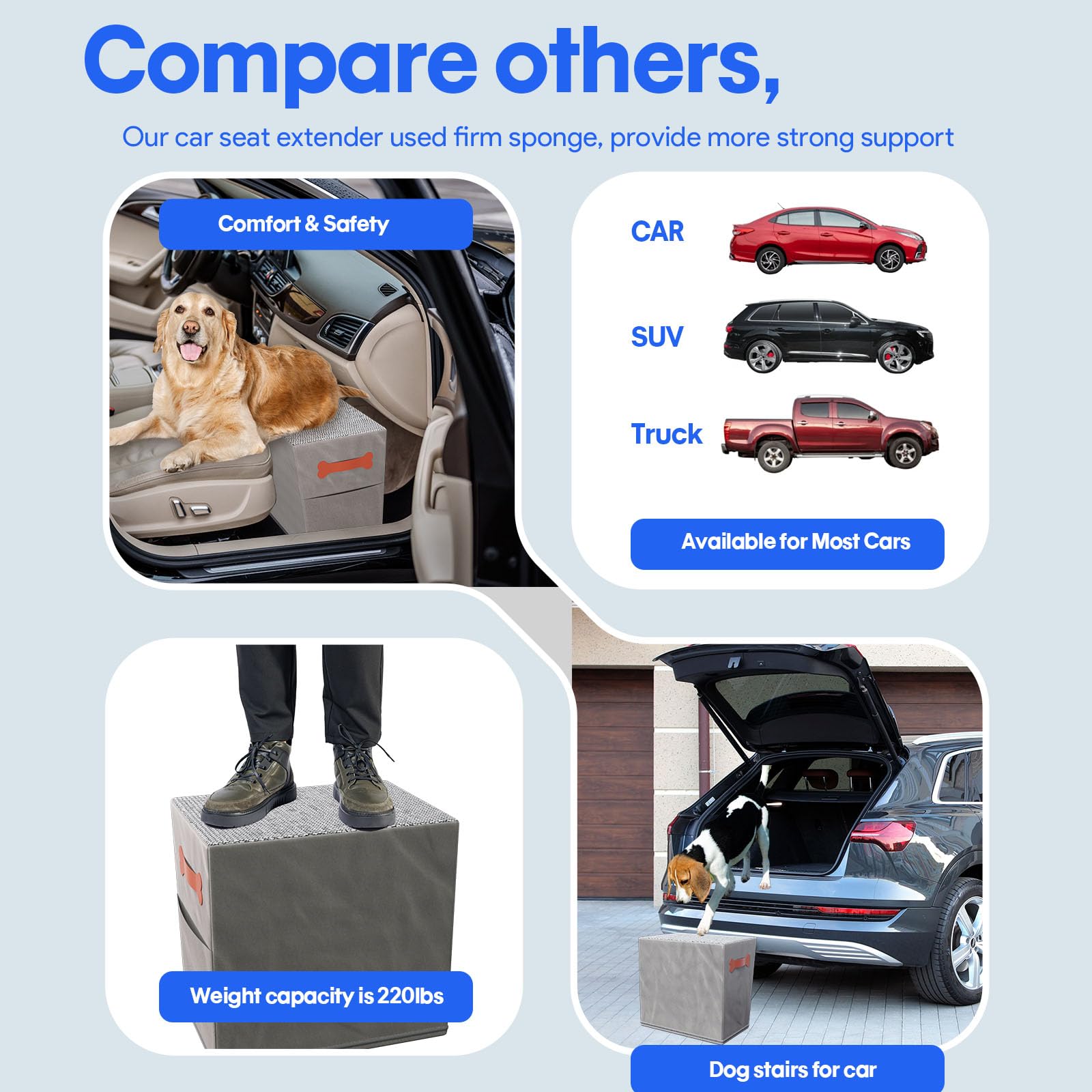 NOVOLAB rampa para perros en coche, superficie antideslizante para subir con seguridad.