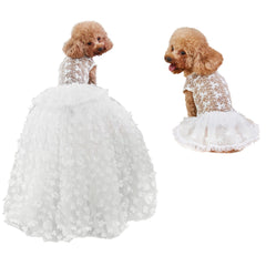 NOWDER vestido para perro princesa blanca con tutu floral y cola desmontable