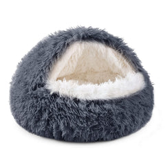 Cama donut con capucha de NOYAL para perros pequeños y medianos, refugio seguro para descanso.