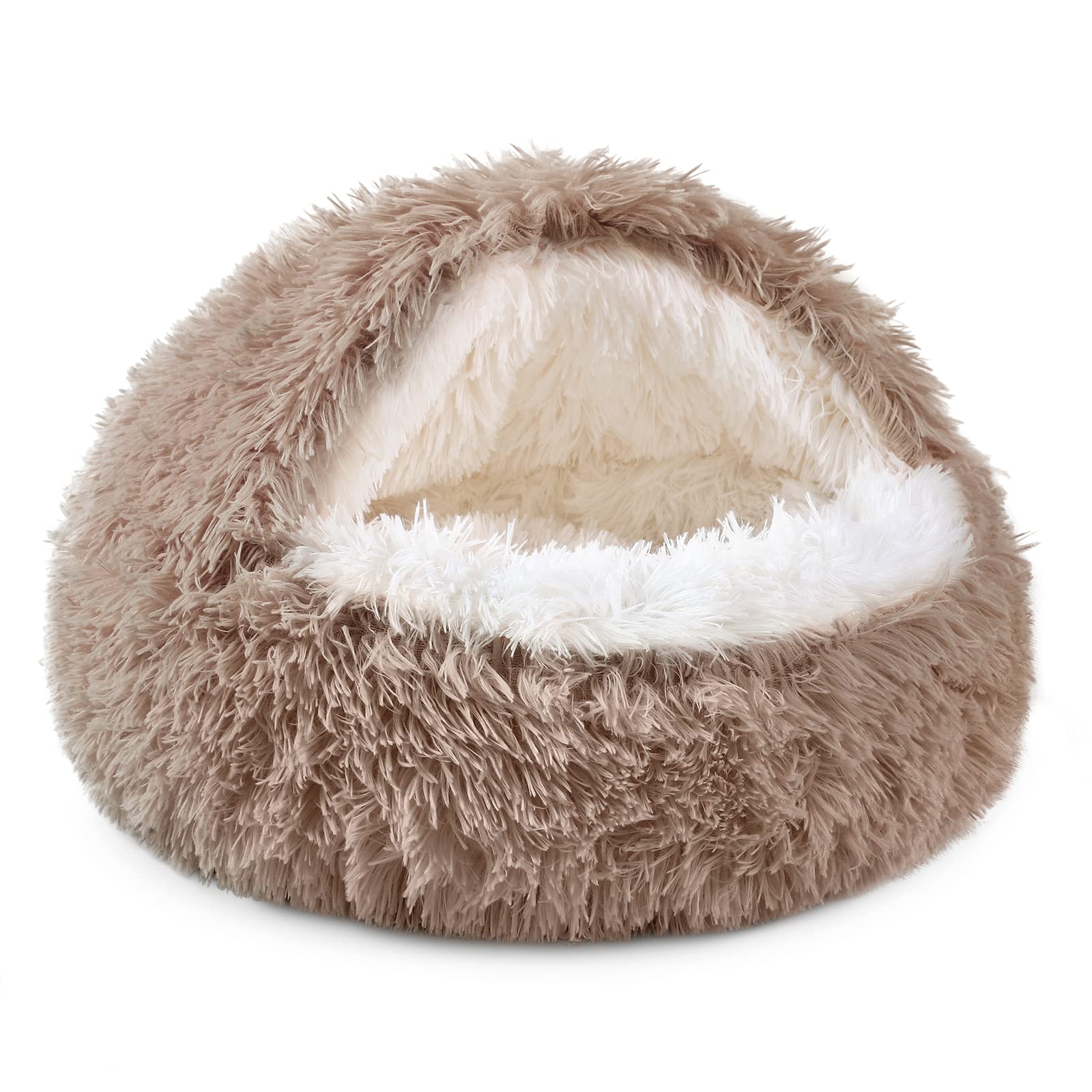 Cama NOYAL donut con capucha para perros, refugio cálido y seguro.